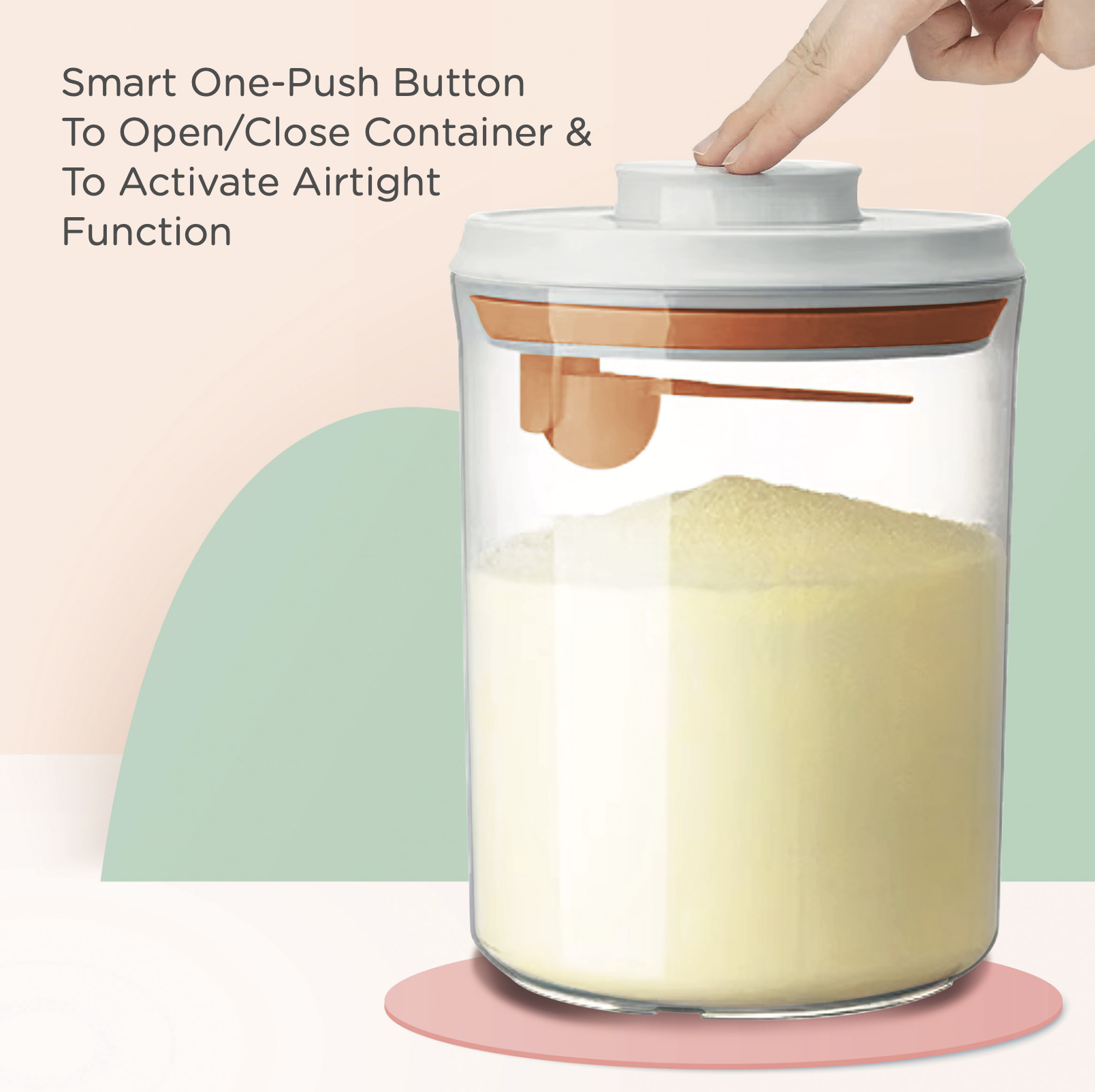 Autumnz - One-Push Airtight Food Storage Container 800ml/350g (Round With Spoon) - Image 3
