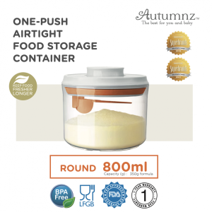 Autumnz - One-Push Airtight Food Storage Container 800ml/350g (Round With Spoon)
