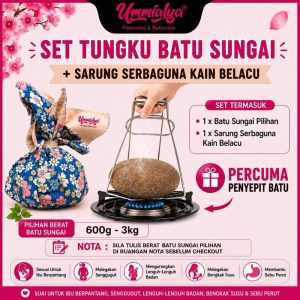 Set batu sungai + sarung serbaguna (kain belacu)