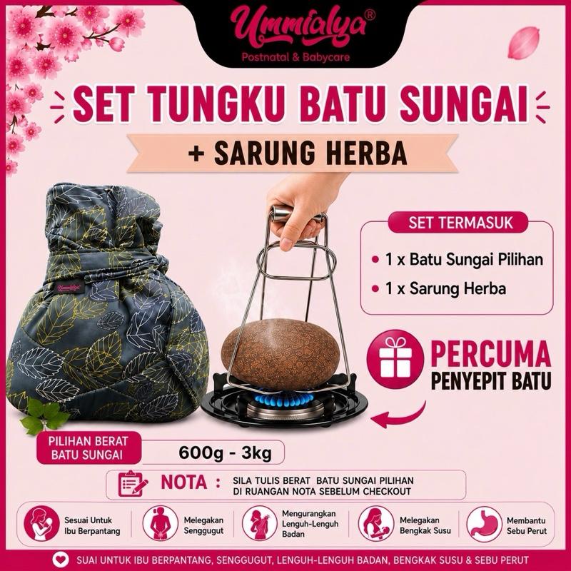 Set batu sungai + sarung herba